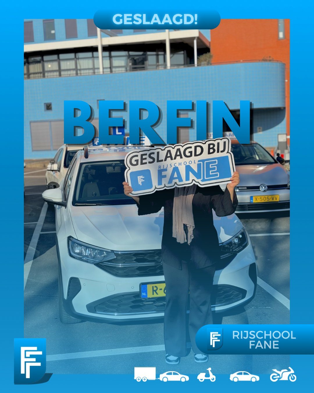 Berfin E. uit Den Haag, geslaagd voor het autorijbewijs B bij Rijschool Fane in maart 2025