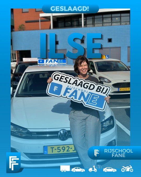 Ilse C. uit Den Haag, geslaagd voor het autorijbewijs B bij Rijschool Fane in september 2024
