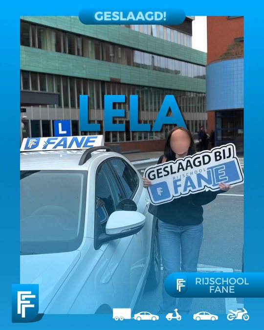 Lela G. uit Den Haag, geslaagd voor het autorijbewijs B bij Rijschool Fane in april 2025