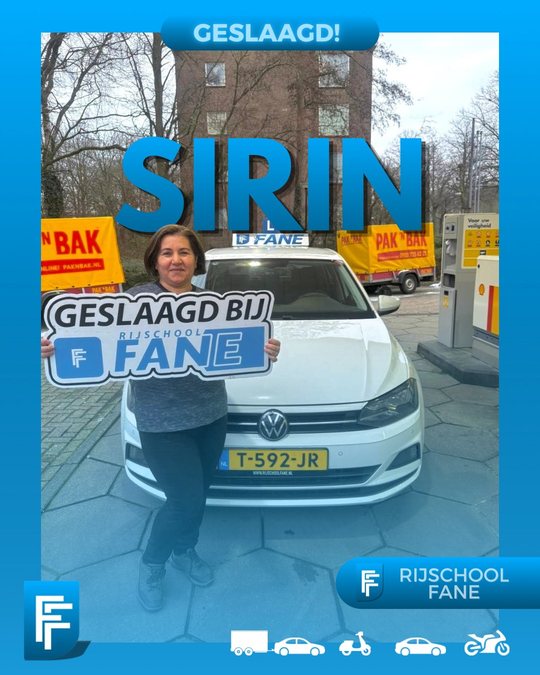 Sirin K. uit Den Haag na de opfriscursus bij Rijschool Fane in januari 2026