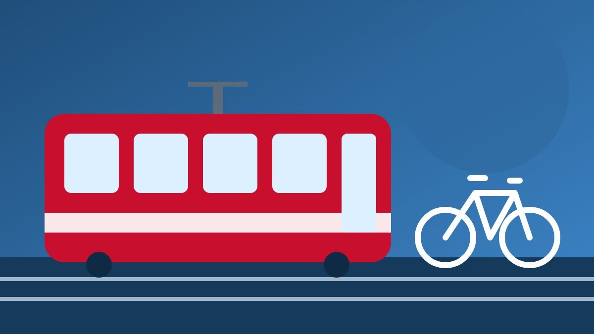 Tram en fiets in het stadsverkeer van Den Haag