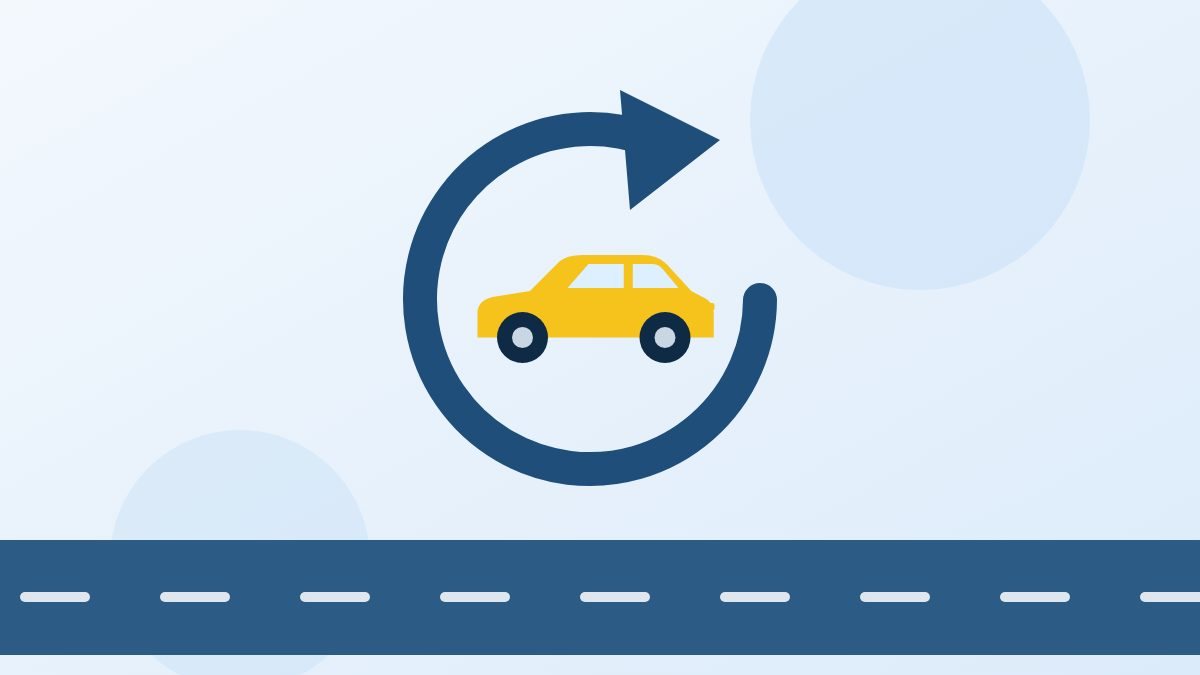 Pijl die een nieuwe poging voor het rijexamen aangeeft