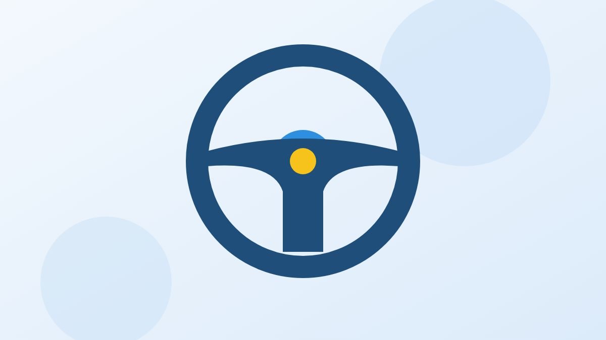 Stuur van een lesauto tijdens een proefles