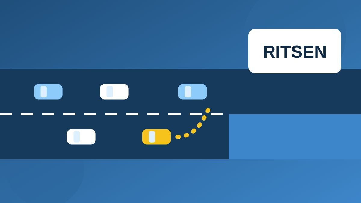 Twee rijstroken die samenkomen, auto’s die om en om invoegen en een bord met ritsen