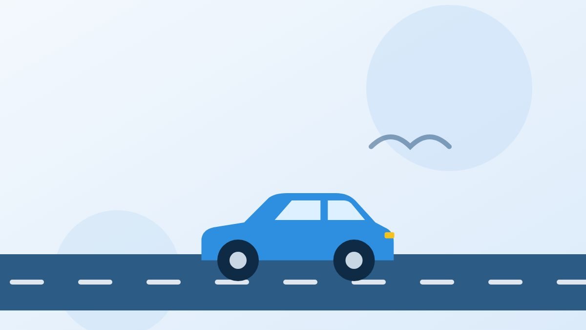 Auto die weer de weg op gaat